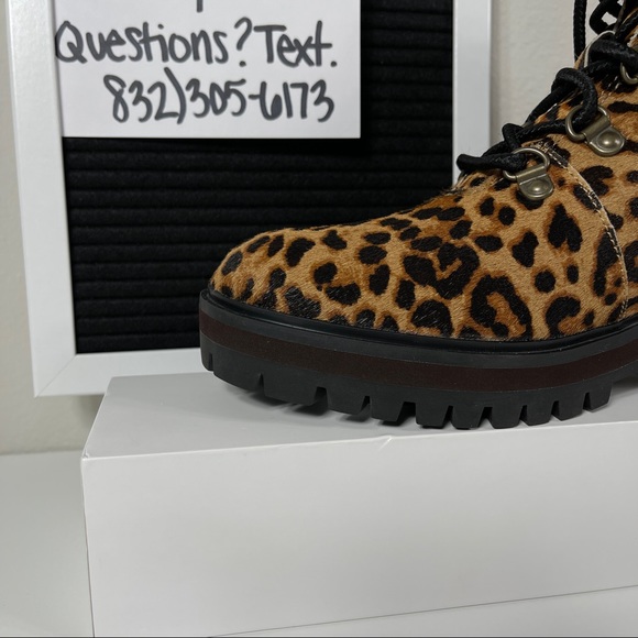 TIMBERLAND LONDON SQUARE WOMENS HIKER BOOTS SIZE 7 LEOPARD PRINT LEATHER BROWN N - Picture 6 of 10